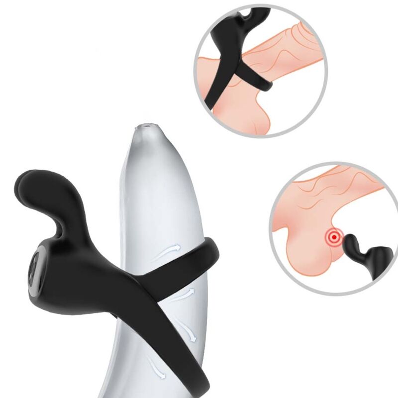 Anneau Vibrant Armony Lapin Double Cockring Noir - Armony