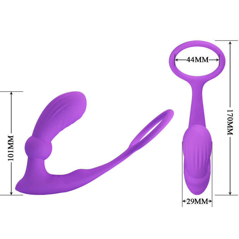 Anneau Pénien Warren Vibrant avec Plug Anal Violet - Pretty Love - PRETTY LOVE BOTTOM