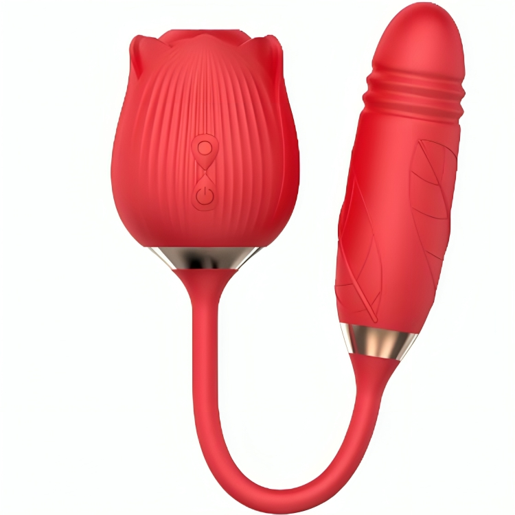 Vibromasseur Delight Flower Suçant et Pousseur Rouge - Armony