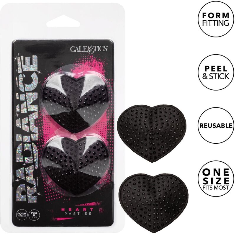 Cache-Tétons Radiance Cœur Pierres Scintillantes Noir - Calexotics