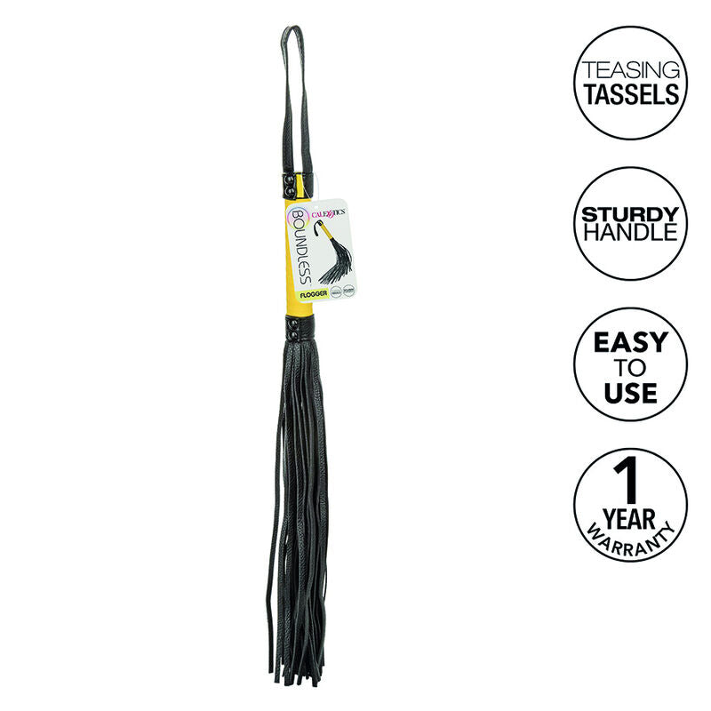 Martinet Cuir Végan Boundless Noir Poignée Jaune - CalExotics