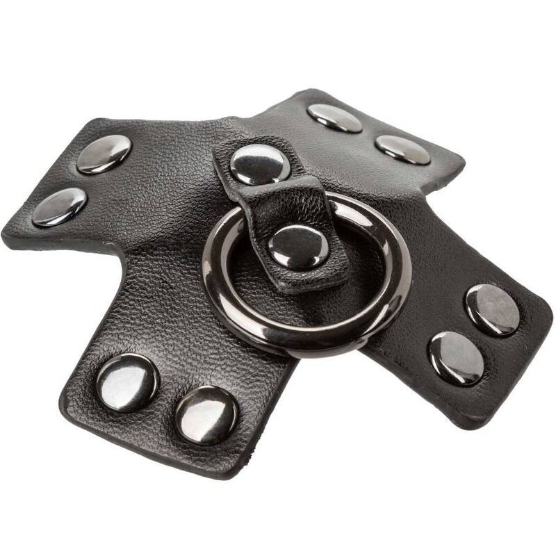 Cache-Tétons Cuir Noir avec Anneau Euphoria - CalExotics