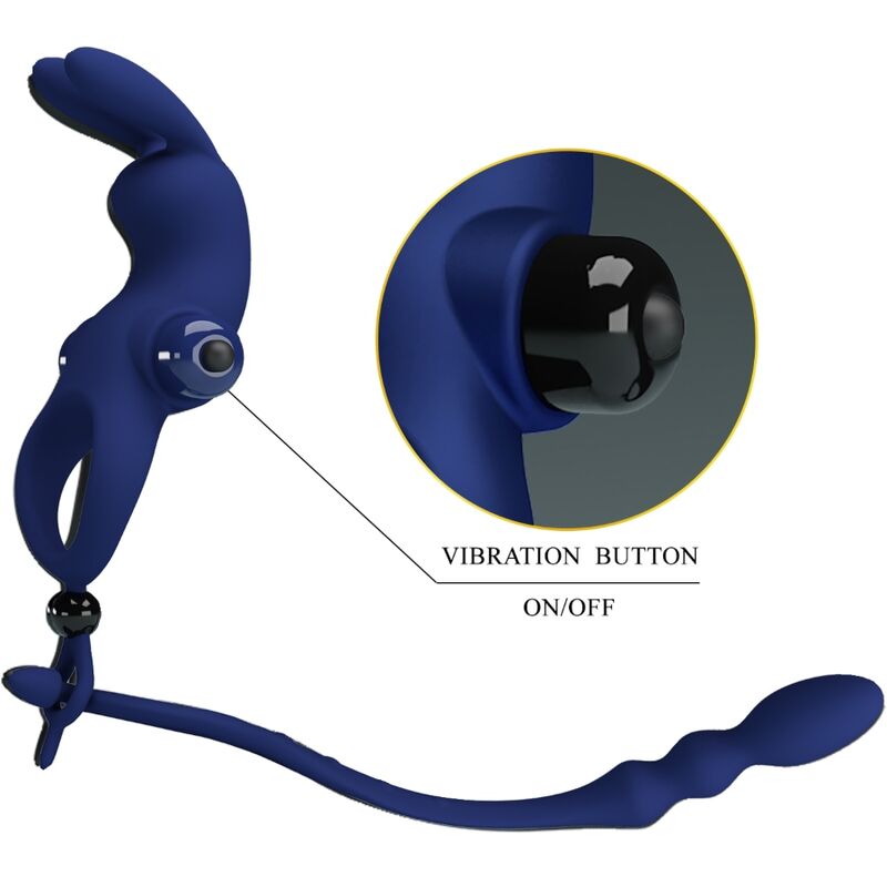 Anneau Vibrant avec Plug Ayad Bleu - Pretty Love