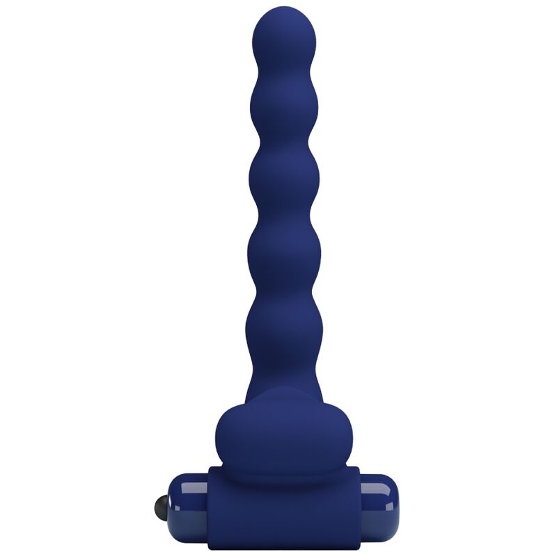 Anneau Pénien Vibrant Ajmal Bleu avec Plug - Pretty Love