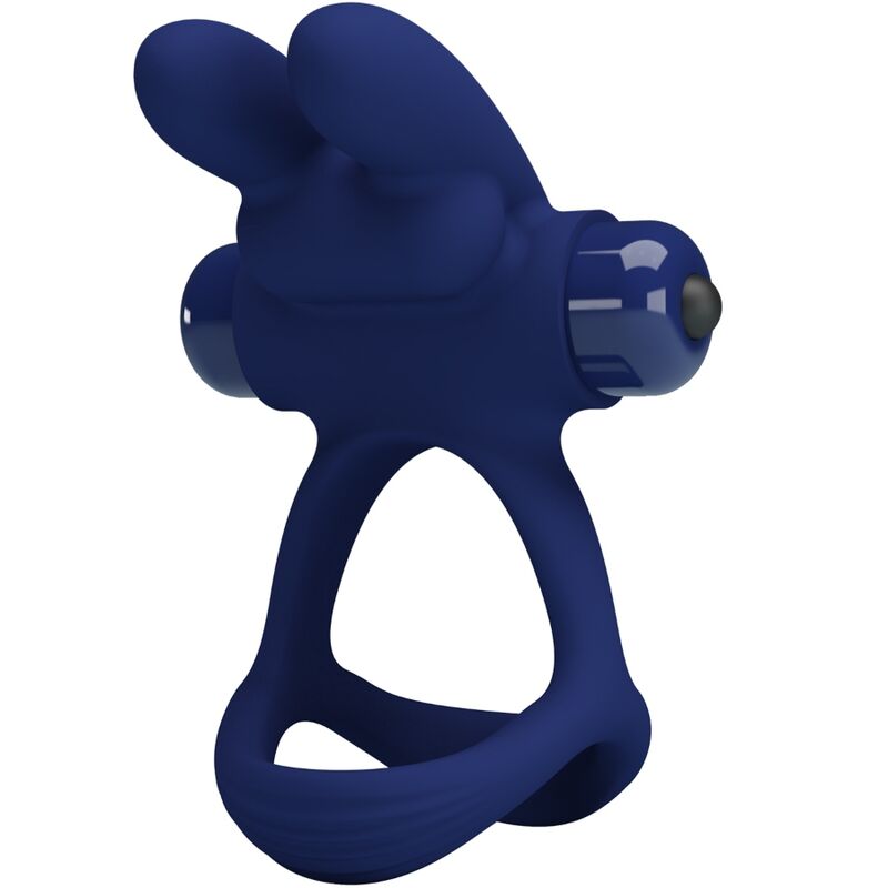 Anneau Pénien Vibrant Francisco Double Lapin Bleu - Pretty Love