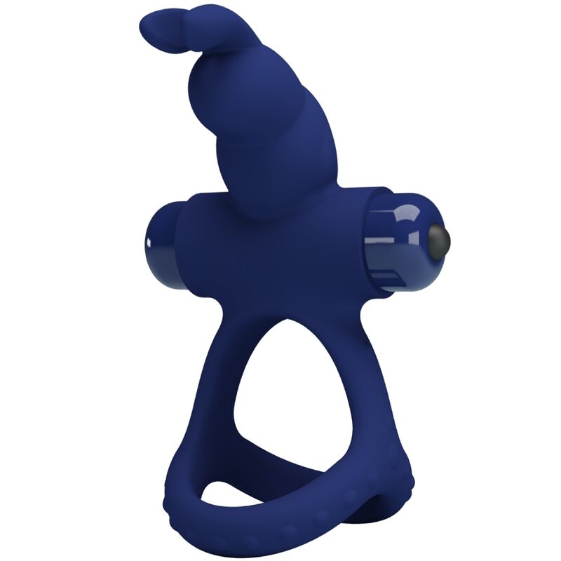 Anneau Pénien Double Vibrant Luchito Lapin Bleu - Pretty Love