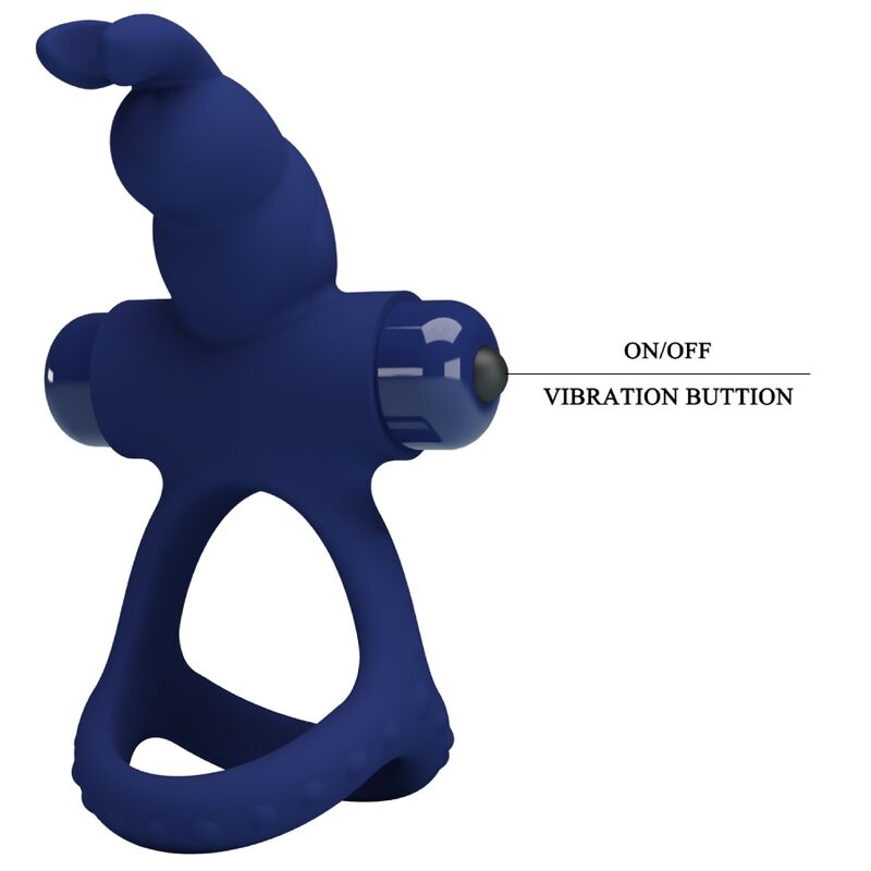 Anneau Pénien Double Vibrant Luchito Lapin Bleu - Pretty Love