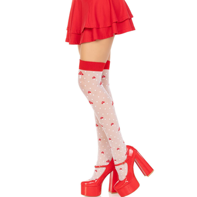 Bas Cuissardes Champignon Rouge et Blanc - Leg Avenue