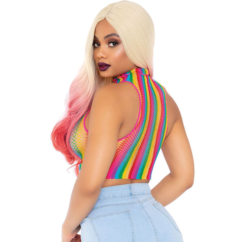 Haut Résille Rainbow Net Multicolore Taille Unique - Leg Avenue