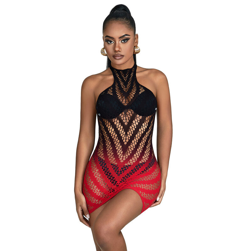 Body Résille Dégradé Rouge et Noir Taille Unique - Subblime - SUBBLIME DRESSES