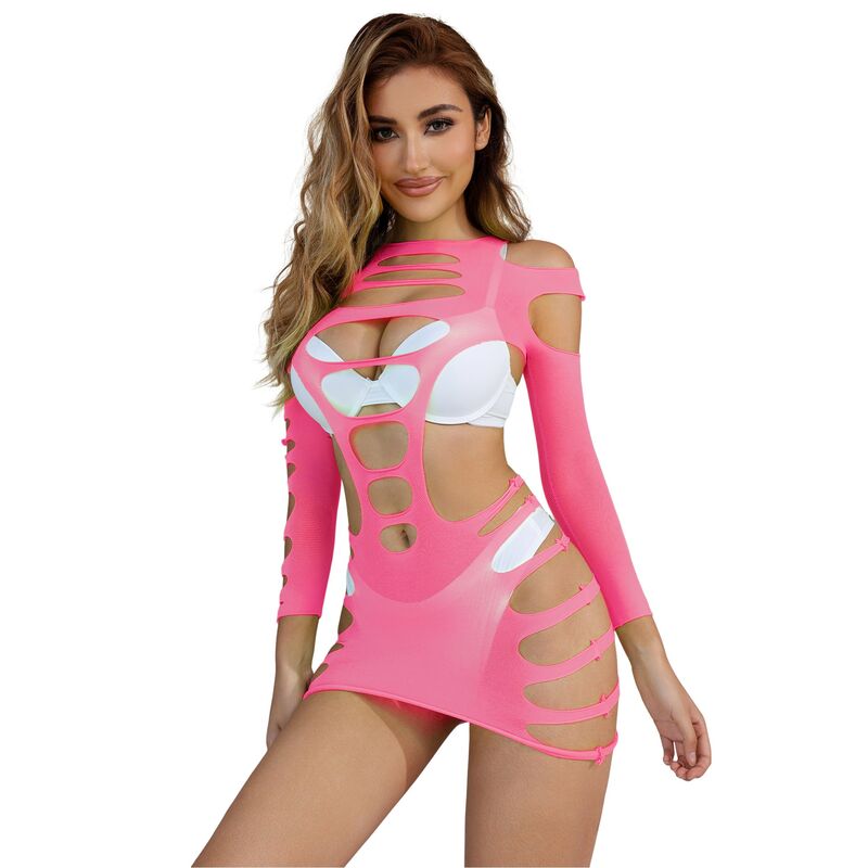 Body Résille Manches Longues Rose Taille Unique - Subblime - SUBBLIME DRESSES