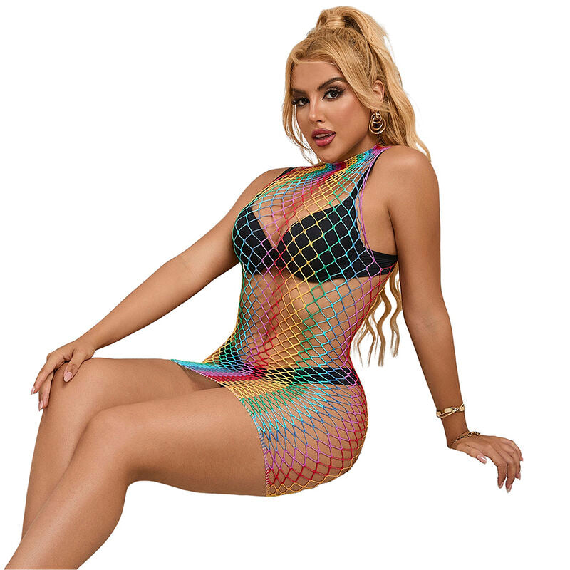 Robe Résille Col Montant Arc-en-ciel Taille Unique - Subblime - SUBBLIME DRESSES