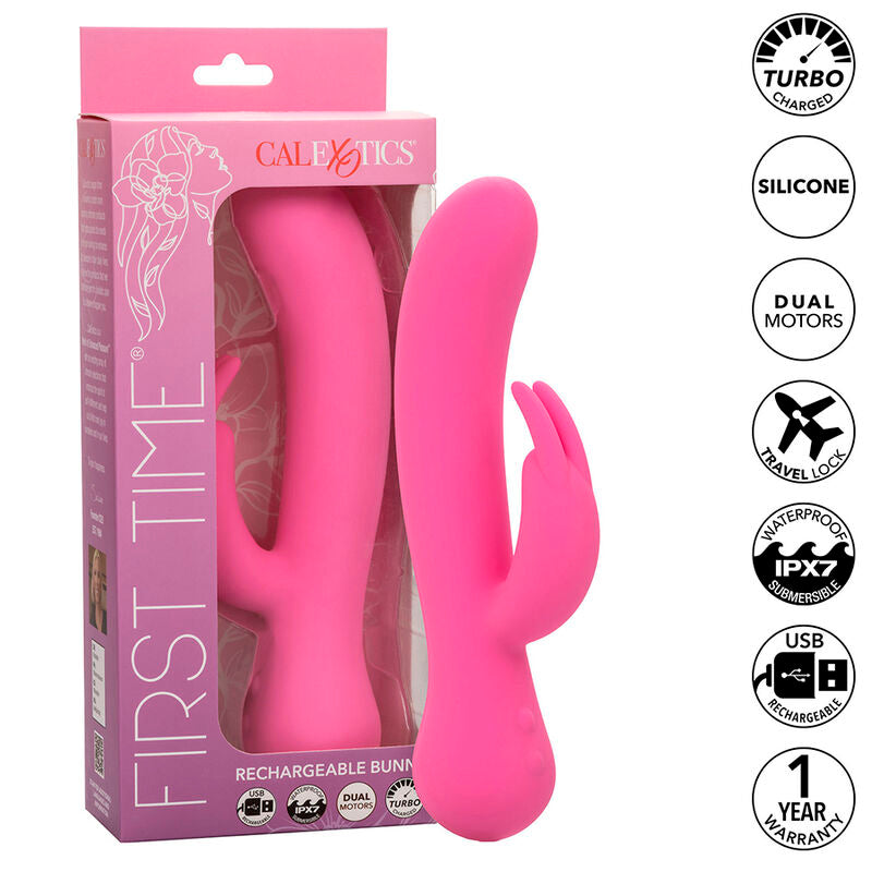 Vibromasseur Lapin First Time Rechargeable Rose - CalExotics