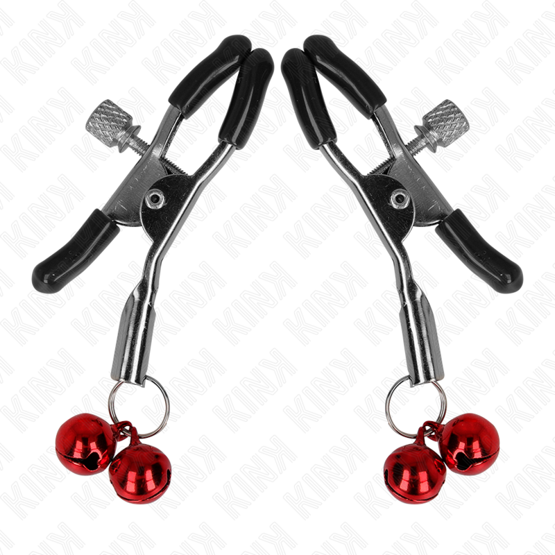 KINK – Pince à Seins réglables avec Double cloche Rouge