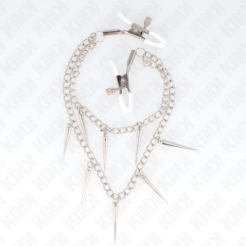 KINK – Pinces à tétons avec chaîne à pointes – 30 cm