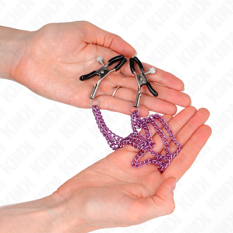 KINK – Pinces à tétons réglables avec 2 chaînes violettes