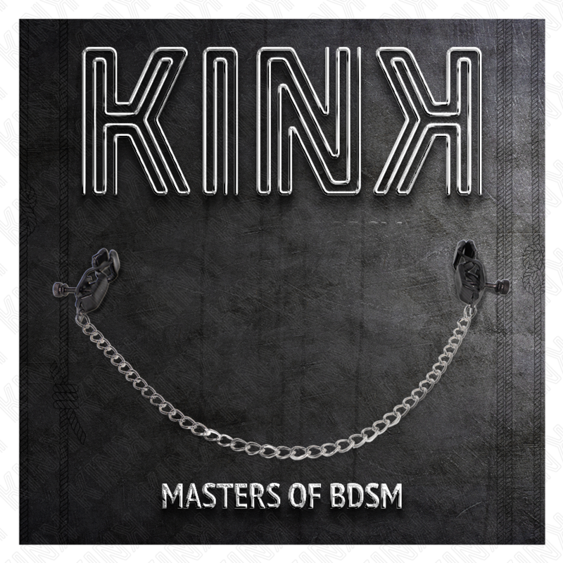 KINK – Pinces à tétons plates noires avec chaîne argent