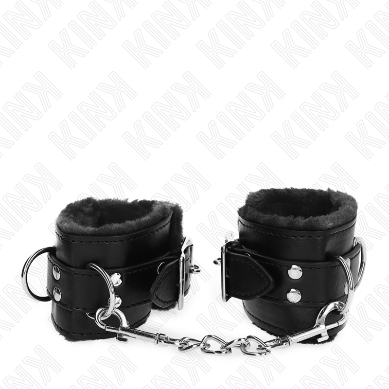 Menottes Poignets Fourrure Noire Réglables 17-29cm - Kink - KINK WRIST RESTRAINT
