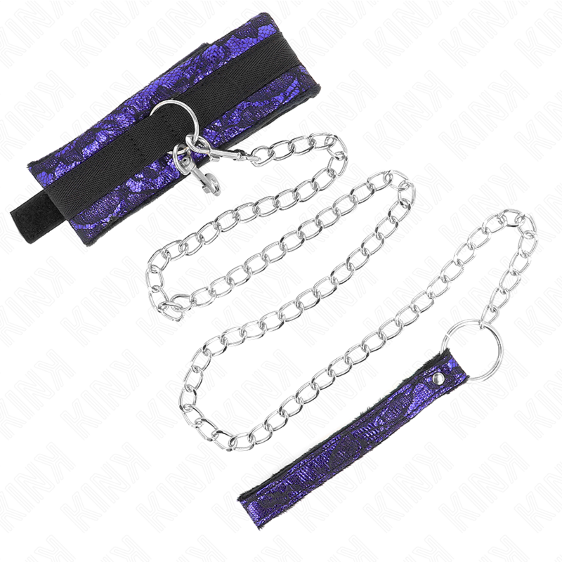 Collier BDSM Dentelle Velours avec Laisse 105cm - KINK - KINK COLLAR & GAG