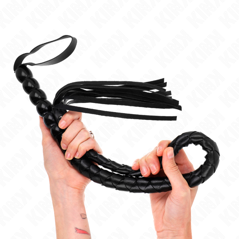 KINK - Fouet BullWhip BDSM avec manche en perles - 80 cm