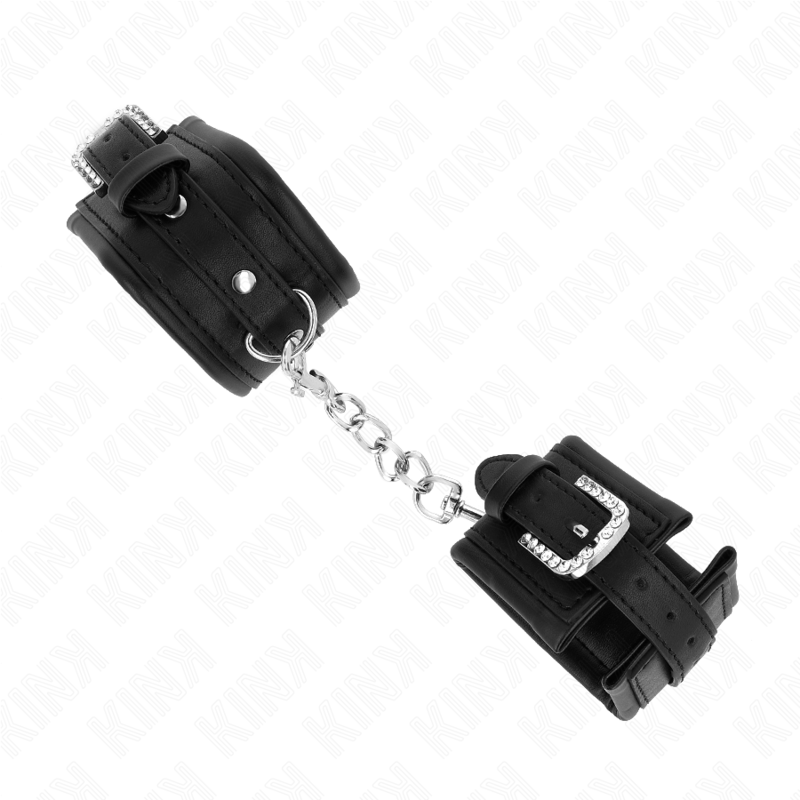 Menottes Cuir Contraintes Poignets Strass Noir Ajustable - KINK - KINK WRIST RESTRAINT