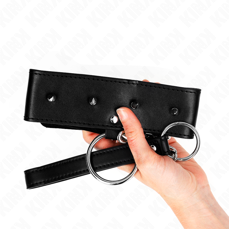 Collier avec Laisse Clous Argentés Réglable 36-43cm - Kink - KINK COLLAR & GAG