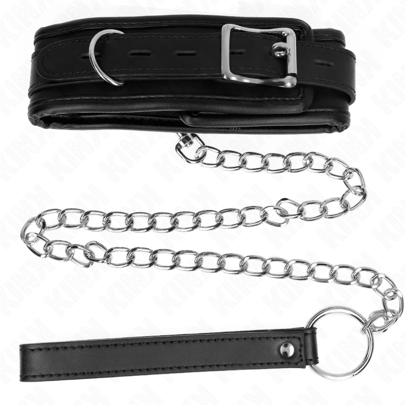 Collier BDSM Basic avec Laisse 65cm Noir - KINK - KINK COLLAR & GAG