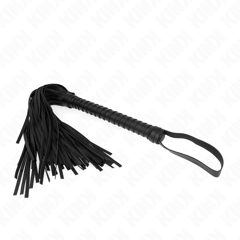 KINK - Fouet BDSM Noir avec Manche Texturé - 48,5 cm