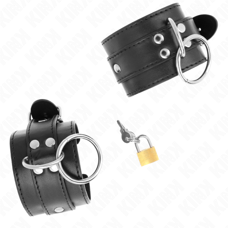 Menottes Cuir Joint Torique Verrouillées Noires - Kink - KINK WRIST RESTRAINT