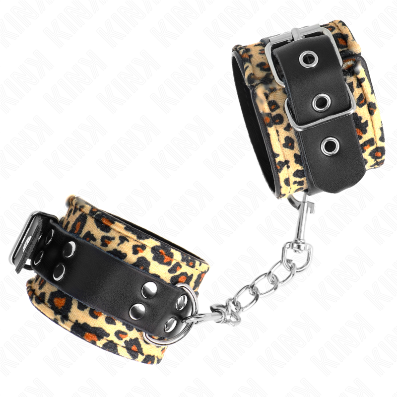 Menotte Cuir Léopard Réglable 18-29cm - KINK - KINK WRIST RESTRAINT