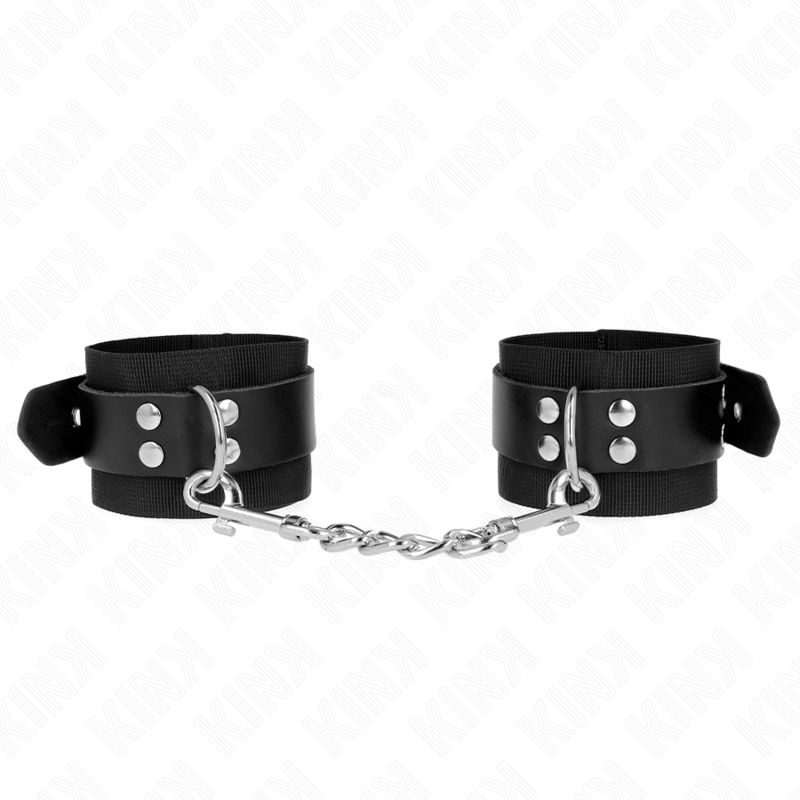 Bracelets BDSM Nylon Cuir Noir Ajustables 19-29cm - Kink - KINK WRIST RESTRAINT