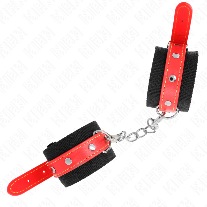 Menottes Nylon Poignets Réglables Noir Rouge - KINK - KINK WRIST RESTRAINT
