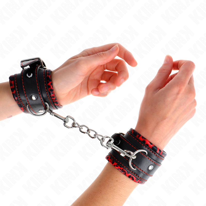 Manchettes BDSM Kink Doublées Fourrure Rouge/Noir - Kink - KINK WRIST RESTRAINT