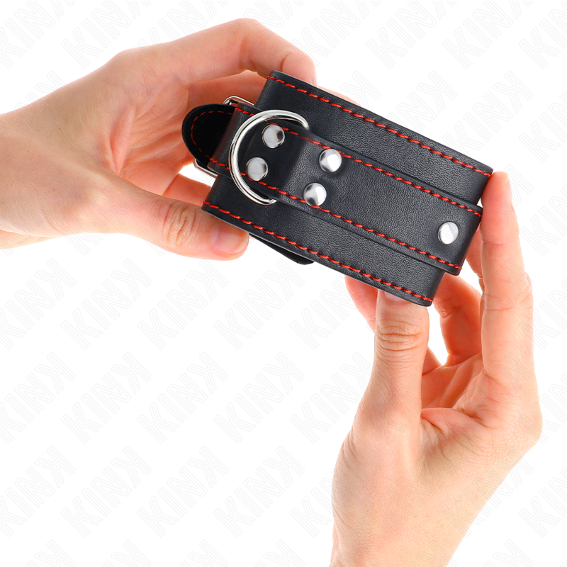 Menottes Poignets Kink Noir Doublure Rouge Réglable - Kink - KINK WRIST RESTRAINT