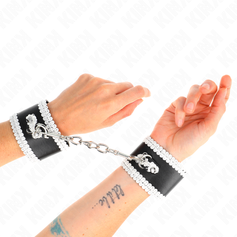 Appui-Poignets Kink Dentelle Noire Blanche Réglable - Kink - KINK WRIST RESTRAINT
