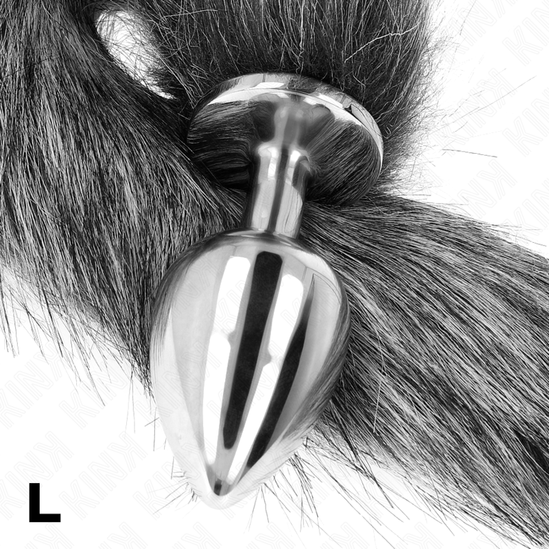 Plug Anal Queue de Renard Gris Synthétique 40 cm Taille L - KINK