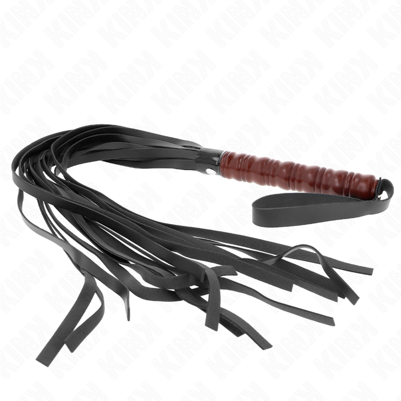 KINK - Martinet BDSM avec Poignée Couleur Acajou - 53 cm
