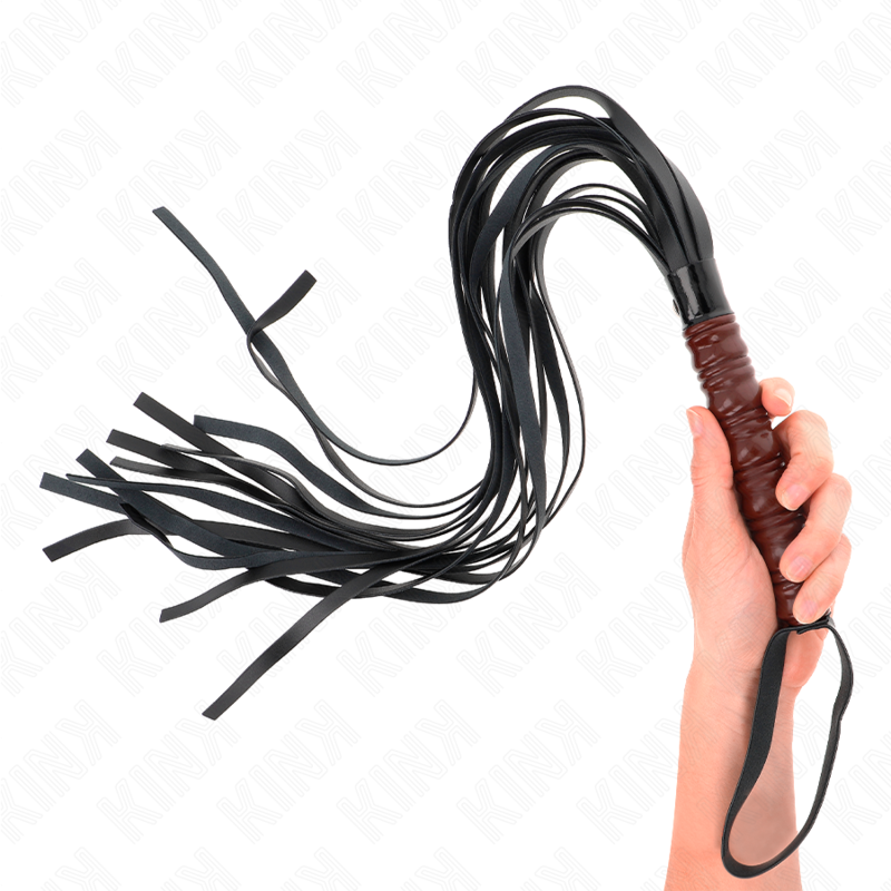 KINK - Martinet BDSM avec Poignée Couleur Acajou - 53 cm