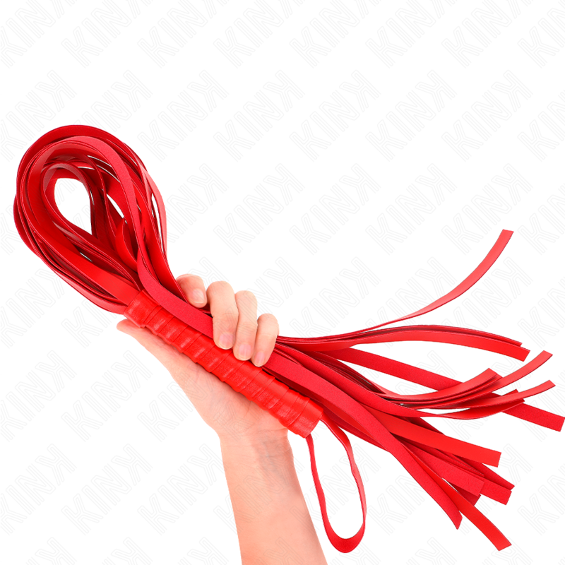 KINK - Fouet BDSM Rouge avec Lanière de sécurité - 70 cm