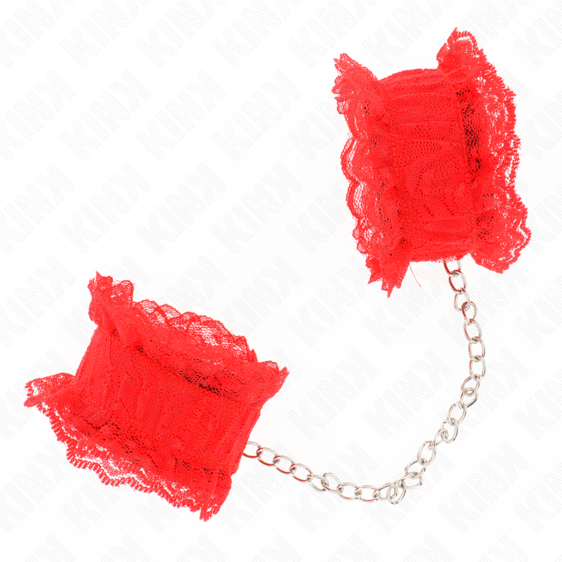 Menottes Attache-Poignets Élastiques Dentelle Rouge - KINK - KINK WRIST RESTRAINT
