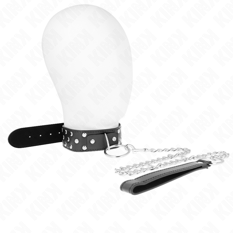 Collier BDSM Rivet Anneau avec Ceinture 65cm Noir - KINK - KINK COLLAR & GAG