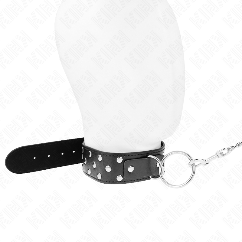 Collier BDSM Rivet Anneau avec Ceinture 65cm Noir - KINK - KINK COLLAR & GAG