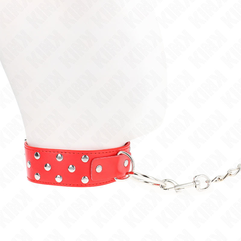 Collier BDSM Rivet Anneau Rouge 65 cm Ajustable - KINK - KINK COLLAR & GAG