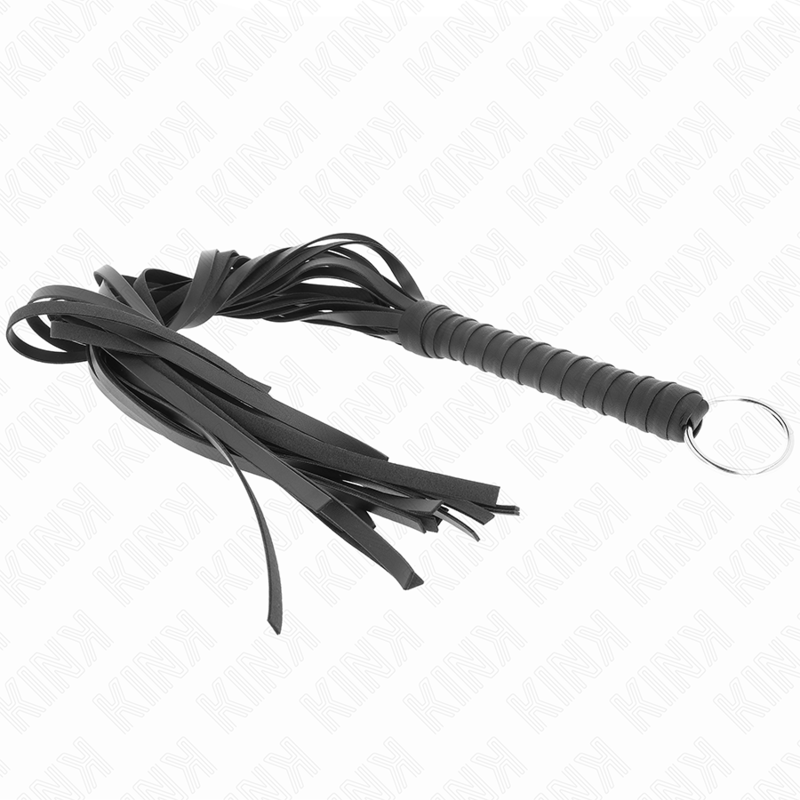 KINK - Fouet BDSM Noir avec Poignée Anneau - 65 cm