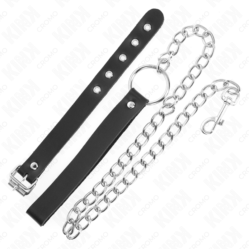 Anneau Pénien en Cuir avec Sangle et Chaîne - KINK - KINK RING POWER