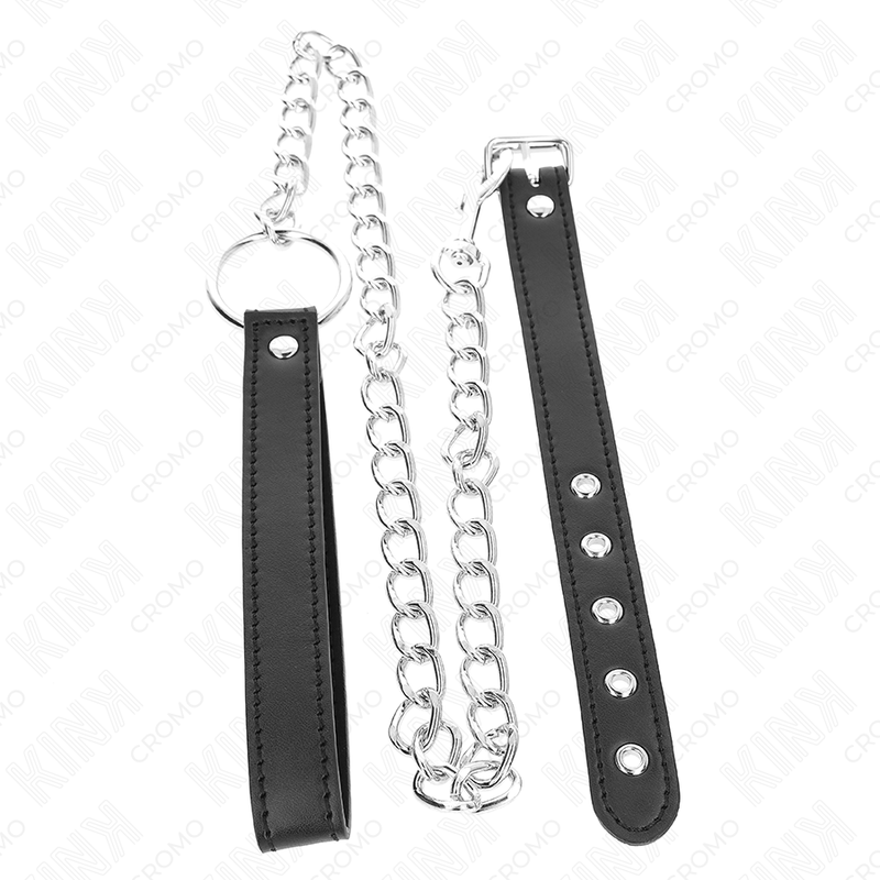 Anneau Pénien Cuir avec Chaîne 60cm et Sangle - KINK - KINK RING POWER