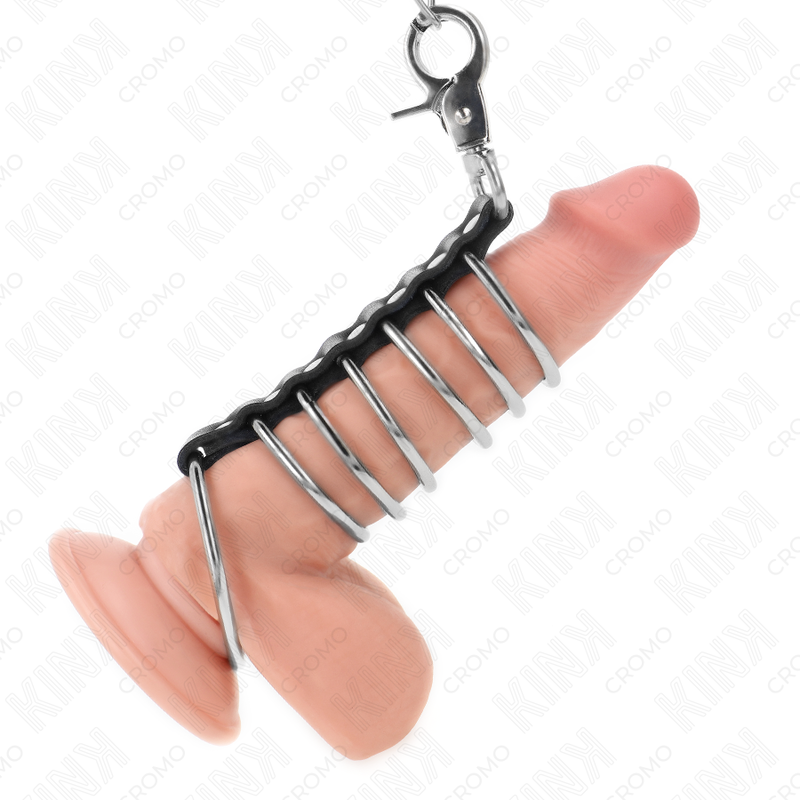 Set Anneaux Péniens Kink 7 Anneaux Métal Cuir Chaîne - Kink - KINK RING POWER