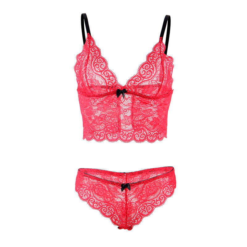 Seidenachthemd und Spitze + rote Unterhose S/M - Subblime