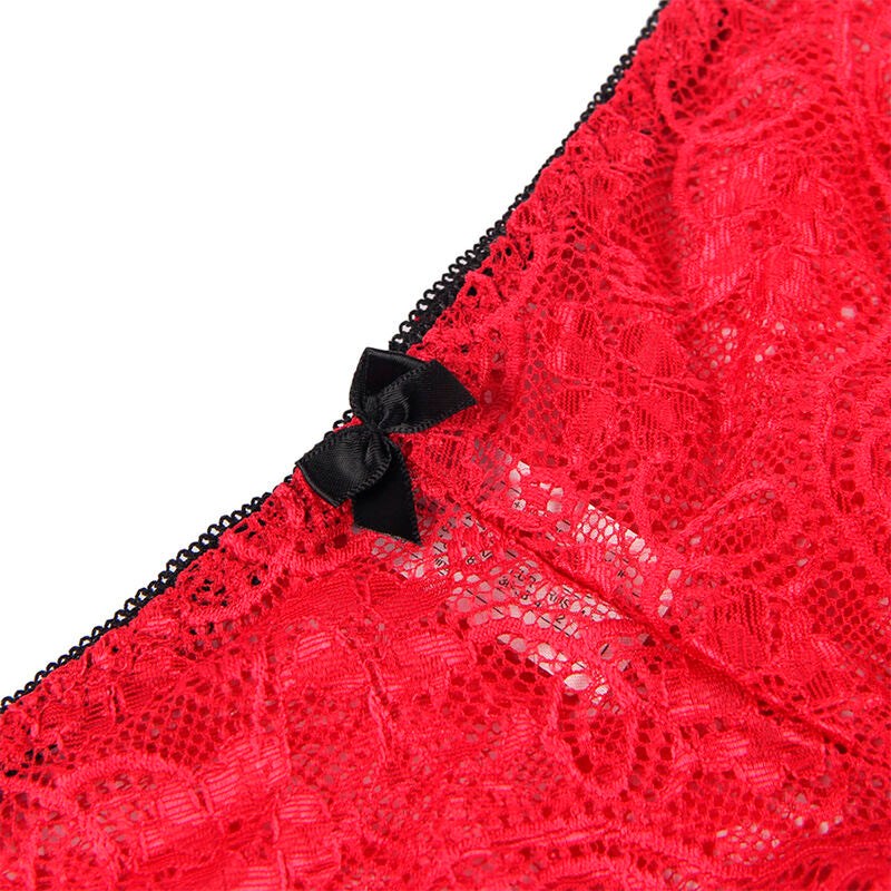 Chemisier de nuit en soie et dentelle + culotte rouge L/XL - Subblime - SUBBLIME SETS