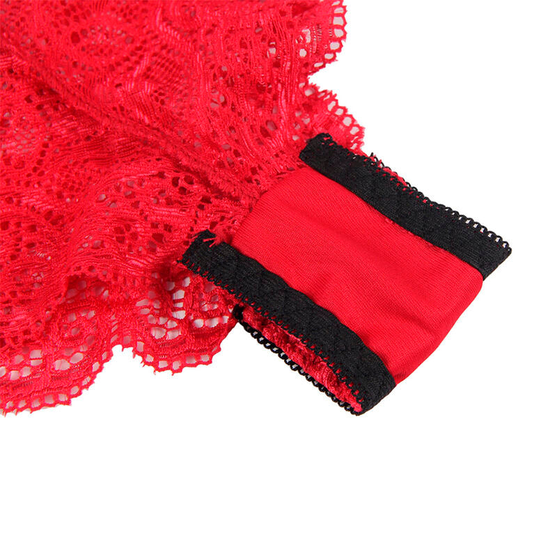 Chemisier de nuit en soie et dentelle + culotte rouge L/XL - Subblime - SUBBLIME SETS